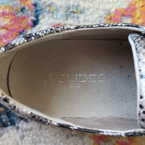J/Slides Karla Snake Printed Leather Jute Trim Split Front Slip On Sneakers 8