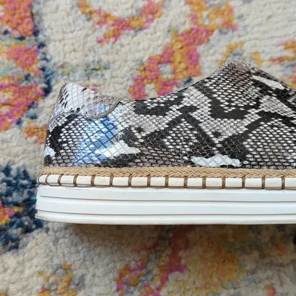 J/Slides Karla Snake Printed Leather Jute Trim Split Front Slip On Sneakers 8