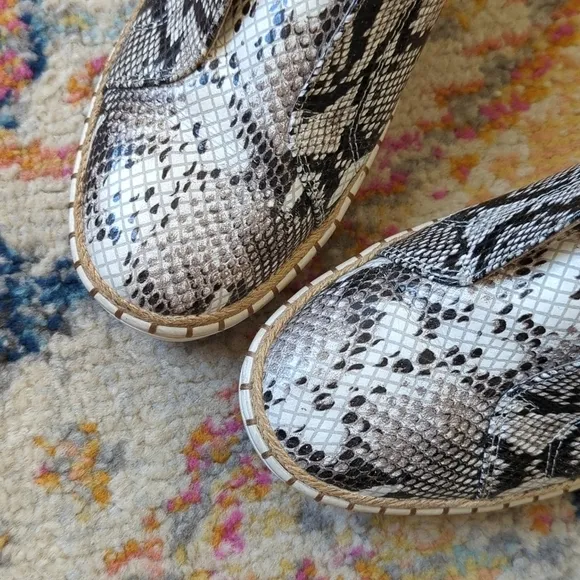 J/Slides Karla Snake Printed Leather Jute Trim Split Front Slip On Sneakers 8