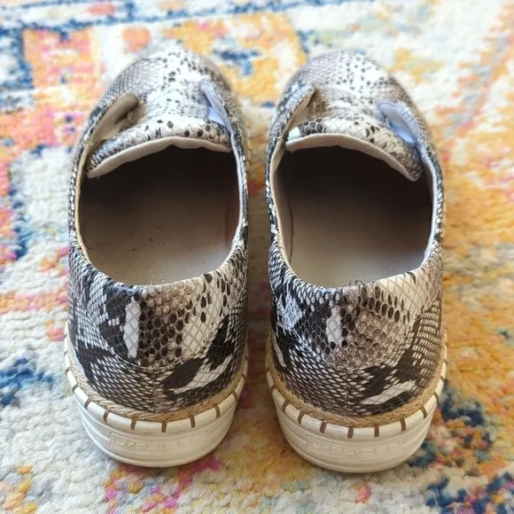 J/Slides Karla Snake Printed Leather Jute Trim Split Front Slip On Sneakers 8