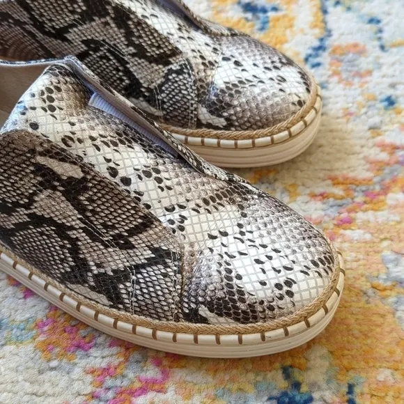 J/Slides Karla Snake Printed Leather Jute Trim Split Front Slip On Sneakers 8