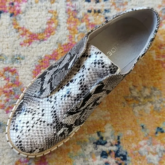 J/Slides Karla Snake Printed Leather Jute Trim Split Front Slip On Sneakers 8