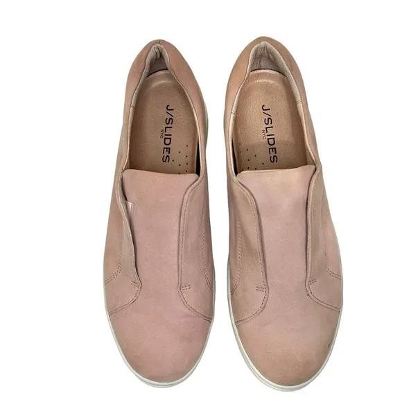 J/Slides Leather Slip On Platform Sneakers Sz 8.5 Pink