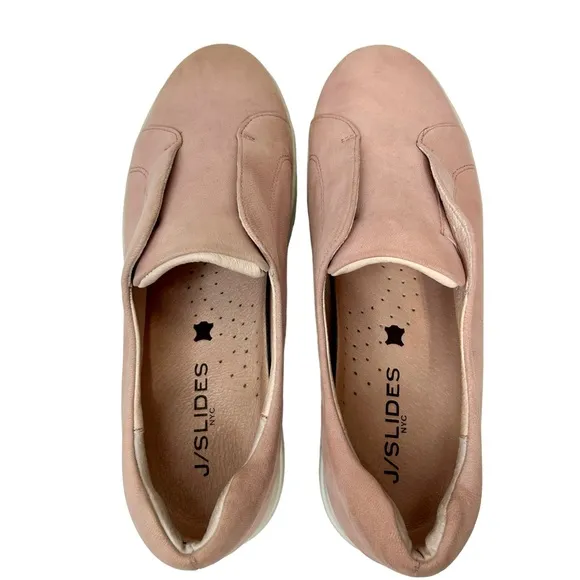J/Slides Leather Slip On Platform Sneakers Sz 8.5 Pink