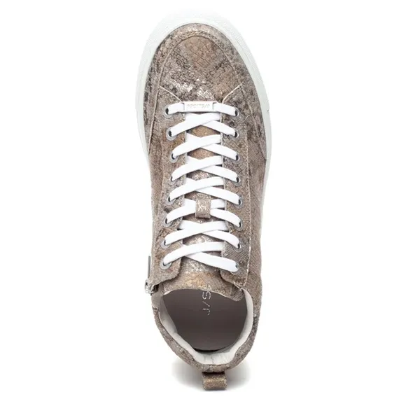J/Slides Ludlow Lace Up Rounded Toe Metallic Snake Print Sneakers Size 6.5