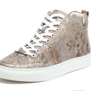 J/Slides Ludlow Lace Up Rounded Toe Metallic Snake Print Sneakers Size 6.5