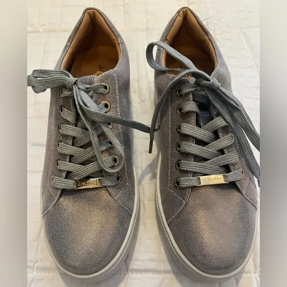 J/SLIDES Maya Bronze Metallic Suede Lace-Up Platform NEW 6.5
