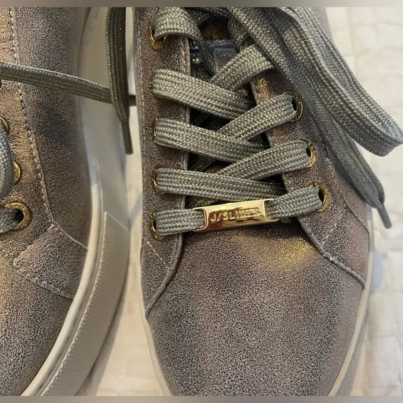 J/SLIDES Maya Bronze Metallic Suede Lace-Up Platform NEW 6.5