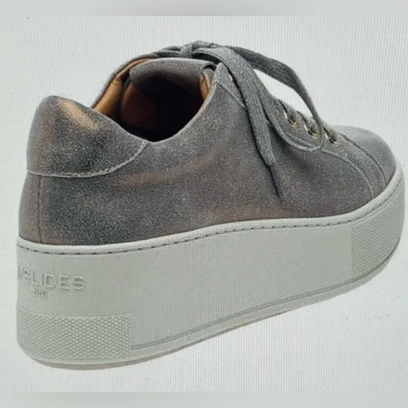 J/SLIDES Maya Bronze Metallic Suede Lace-Up Platform NEW 6.5