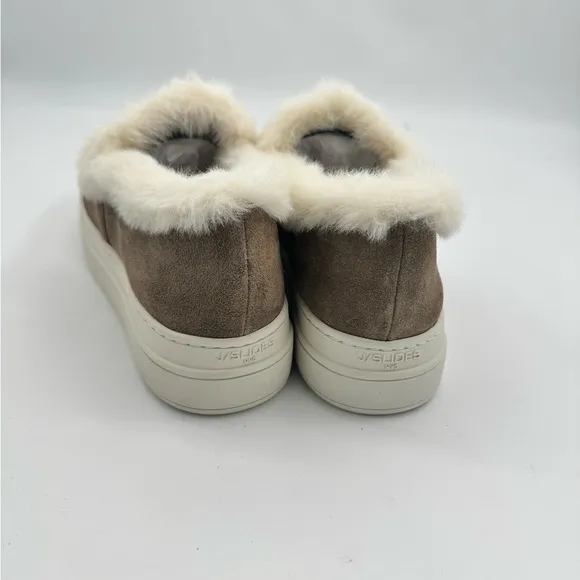J/SLIDES Neel Faux Fur Trim Suede Slip On Sneakers NWB