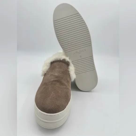 J/SLIDES Neel Faux Fur Trim Suede Slip On Sneakers NWB