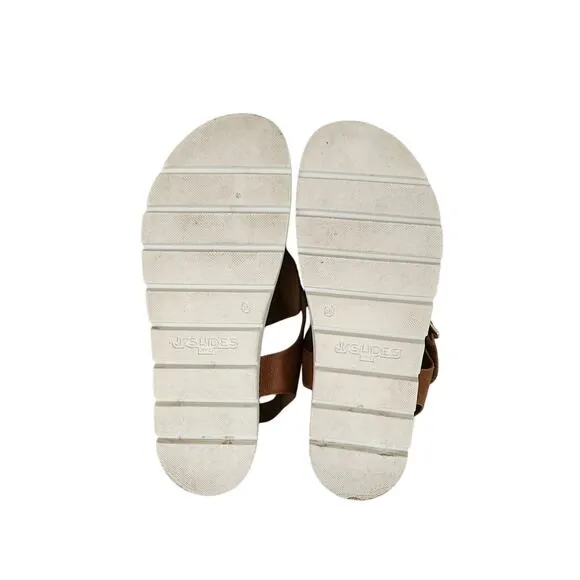 J/Slides NYC Becky Women's Brown Leather Thong Toe Sandal 9.5