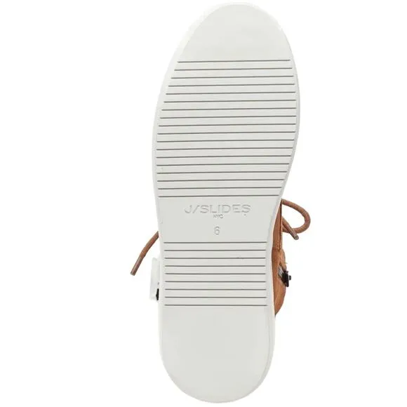 J/SLIDES NYC “TORRIE” BROWN LEATHER WATER RESISTANT COGNAC SUEDE WINTER BOOTS🆕