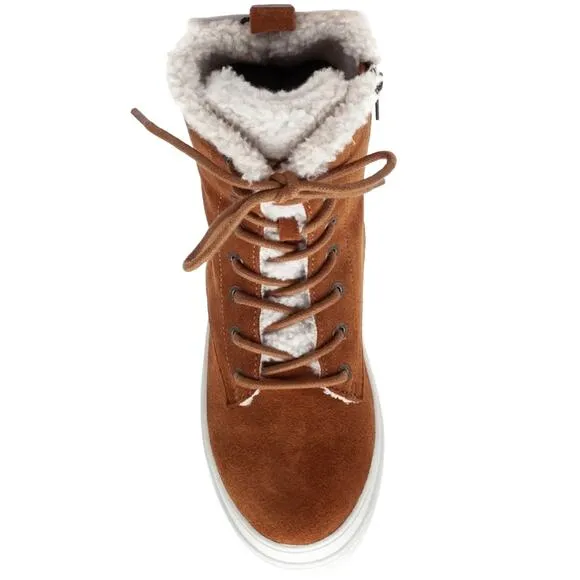 J/SLIDES NYC “TORRIE” BROWN LEATHER WATER RESISTANT COGNAC SUEDE WINTER BOOTS🆕