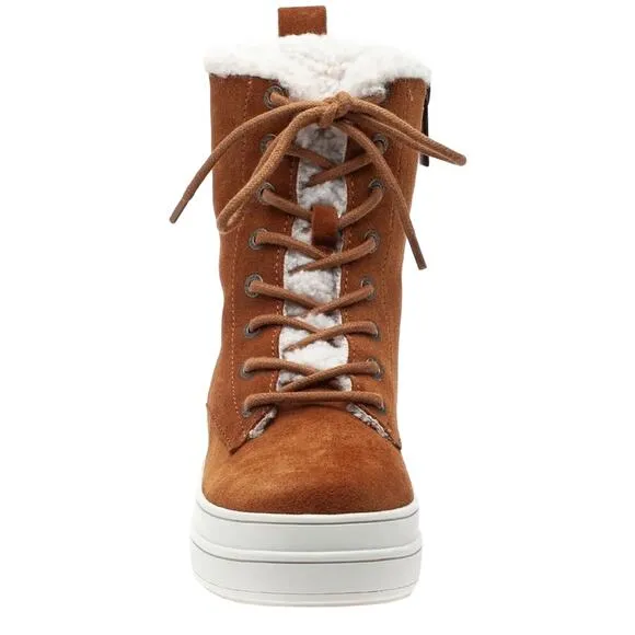 J/SLIDES NYC “TORRIE” BROWN LEATHER WATER RESISTANT COGNAC SUEDE WINTER BOOTS🆕