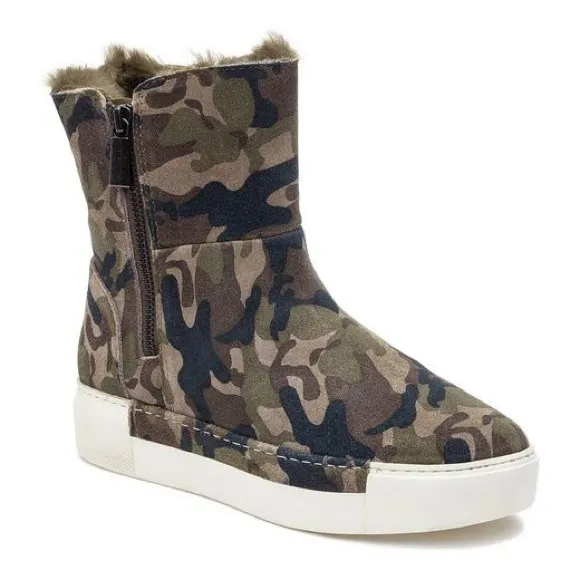 J/SLIDES Victory Camouflage Platform Suede Zip Sides Sneaker Boots