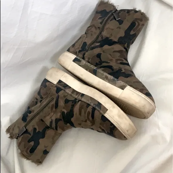 J/SLIDES Victory Camouflage Platform Suede Zip Sides Sneaker Boots