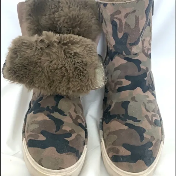 J/SLIDES Victory Camouflage Platform Suede Zip Sides Sneaker Boots