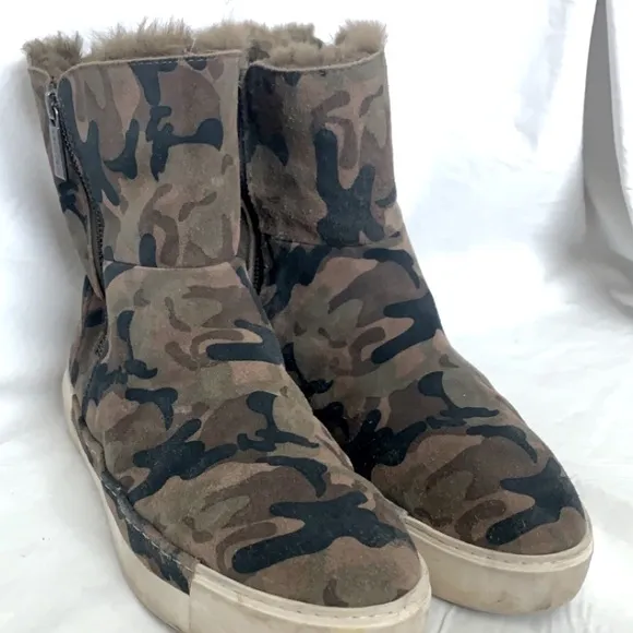 J/SLIDES Victory Camouflage Platform Suede Zip Sides Sneaker Boots