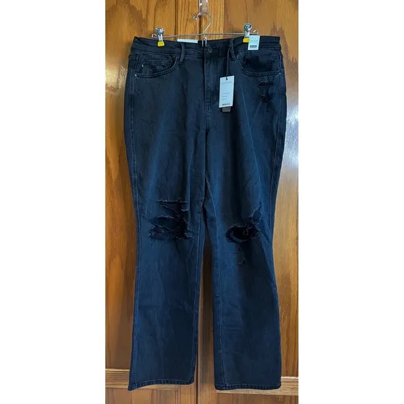 Judy Blue Sz 16W black NWT 90s Straight Leg Distressed High Waist Jeans