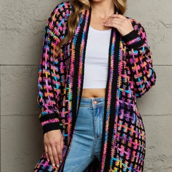 Kaleidoscope Fringe Long Cardigan