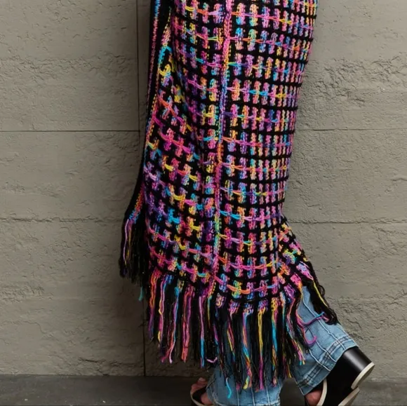 Kaleidoscope Fringe Long Cardigan