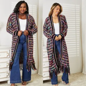 Kaleidoscope Fringe Long Cardigan