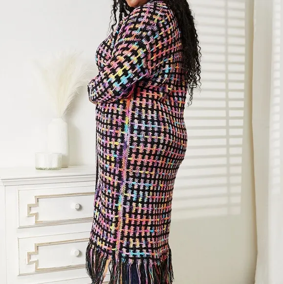 Kaleidoscope Fringe Long Cardigan