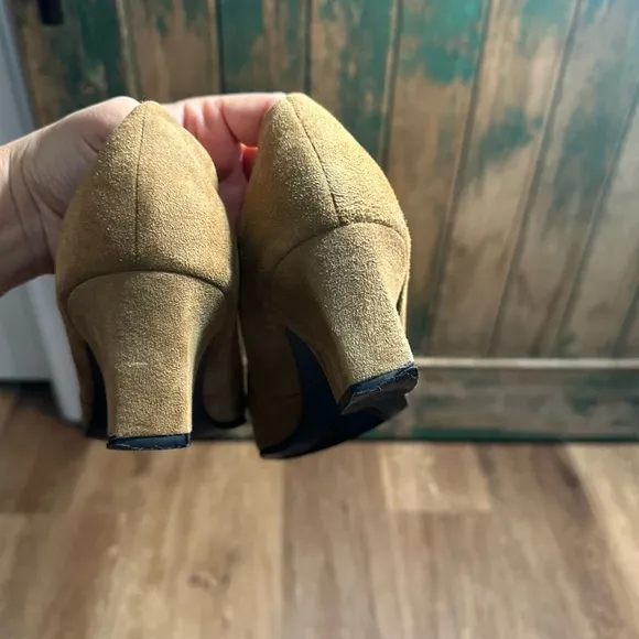 Karen Scott Riley Soft taupe Suede Academia Career Block HeelLoafers women sz10
