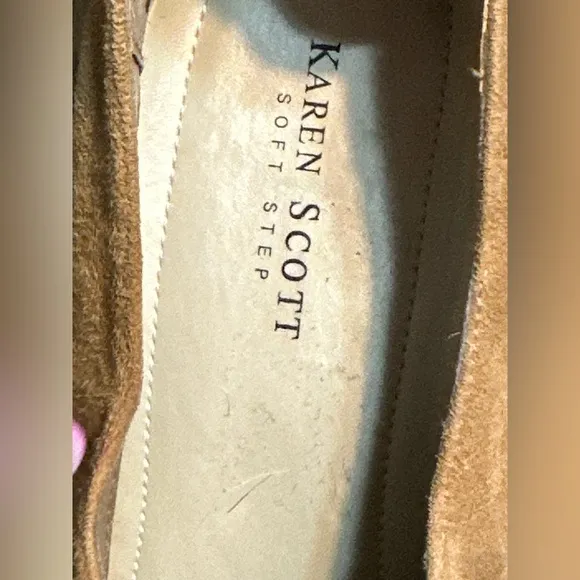Karen Scott Riley Soft taupe Suede Academia Career Block HeelLoafers women sz10