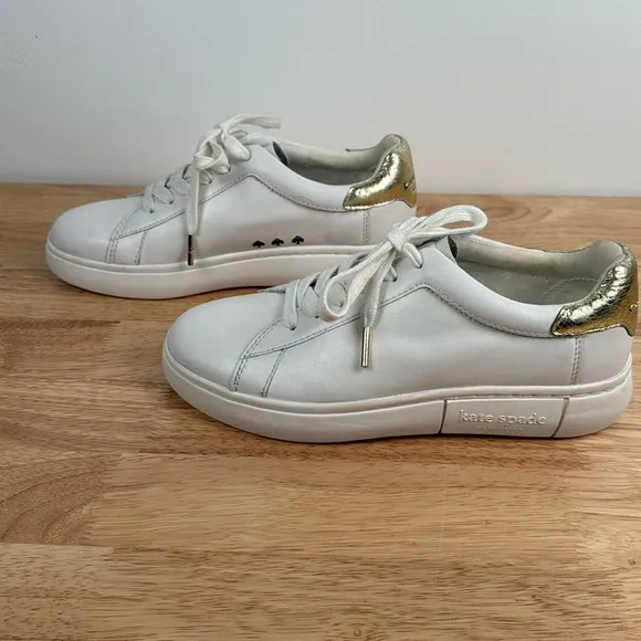 Kate Spade Womens Lift White Leather Lace Up Casual and Fashion Sneakers