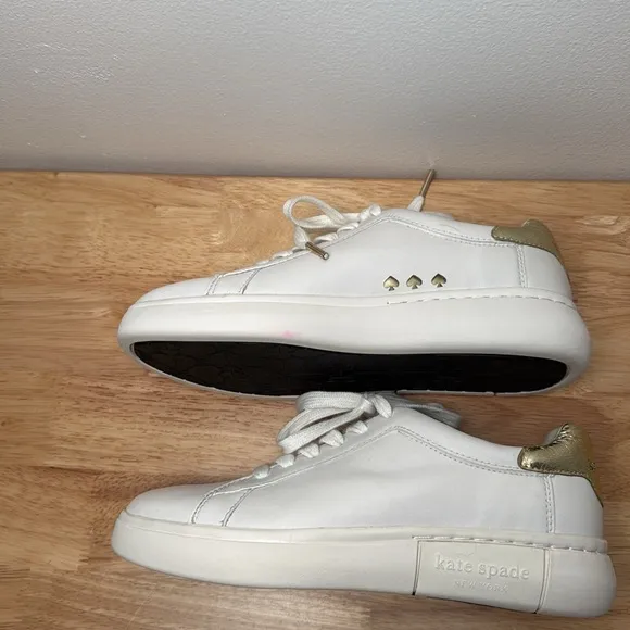 Kate Spade Womens Lift White Leather Lace Up Casual and Fashion Sneakers