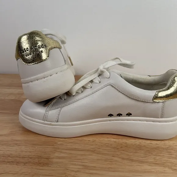 Kate Spade Womens Lift White Leather Lace Up Casual and Fashion Sneakers