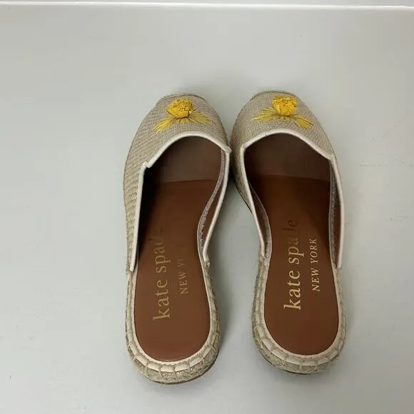 Kate Spade Women's Shoes US Size 9 Brown Raffia Straw Slip On Espadrille Slides