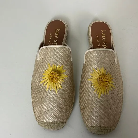 Kate Spade Women's Shoes US Size 9 Brown Raffia Straw Slip On Espadrille Slides