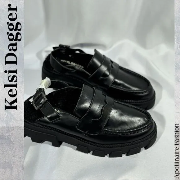 KELSI DAGGER BOWERY LUG SOLE LOAFER IN BLACK SIZE 9 NWT