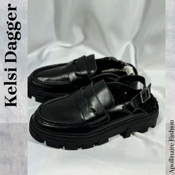 KELSI DAGGER BOWERY LUG SOLE LOAFER IN BLACK SIZE 9 NWT