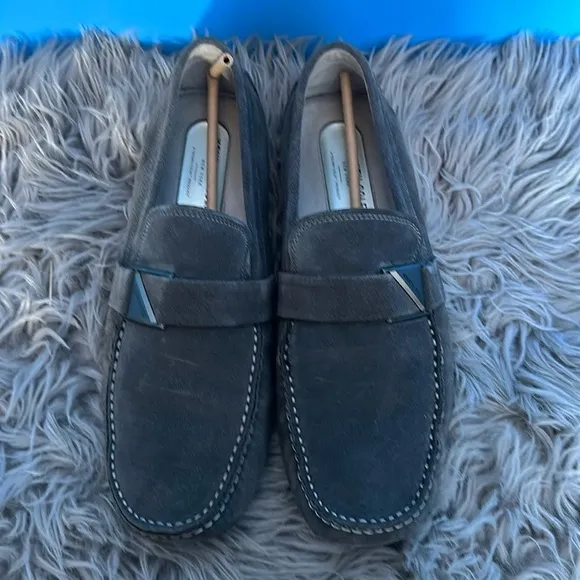 Kenneth Cole Charcoal Gray Leather Slip on Loafers Size 10