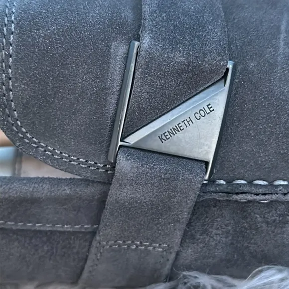 Kenneth Cole Charcoal Gray Leather Slip on Loafers Size 10