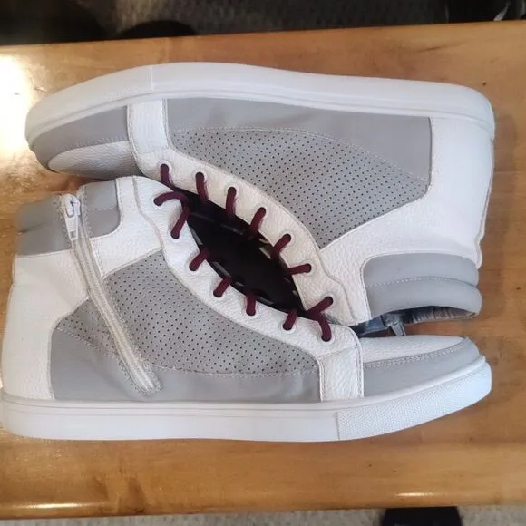 Kenneth Cole Reaction Sander fashion high top sneakers size 9 white and gray