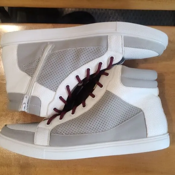 Kenneth Cole Reaction Sander fashion high top sneakers size 9 white and gray