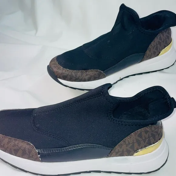 Kids Black and Brown Slip-On Sneakers
