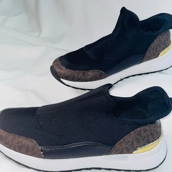 Kids Black and Brown Slip-On Sneakers