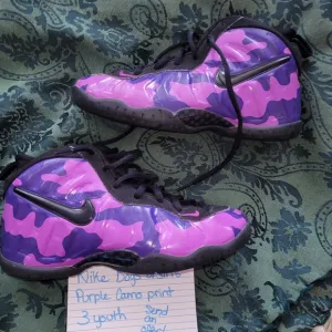 Kids purple camo size 3 youth fashion sneakers