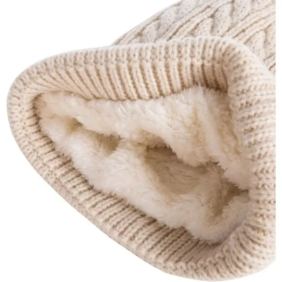 Kids Winter Beanie Children's Warm Fleece Lined Knit Thick Ski Cap with Pom