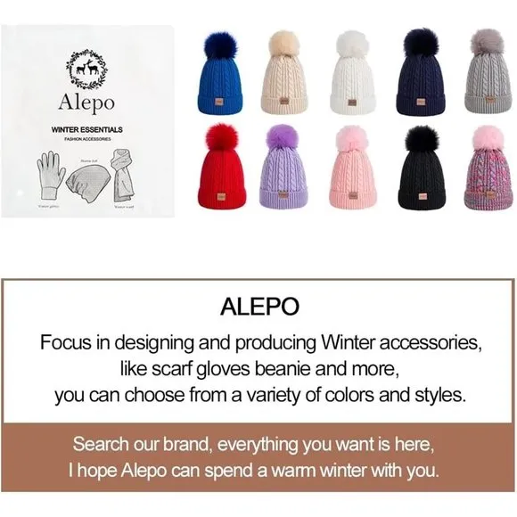 Kids Winter Beanie Children's Warm Fleece Lined Knit Thick Ski Cap with Pom