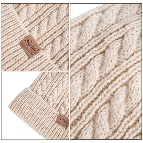 Kids Winter Beanie Children's Warm Fleece Lined Knit Thick Ski Cap with Pom