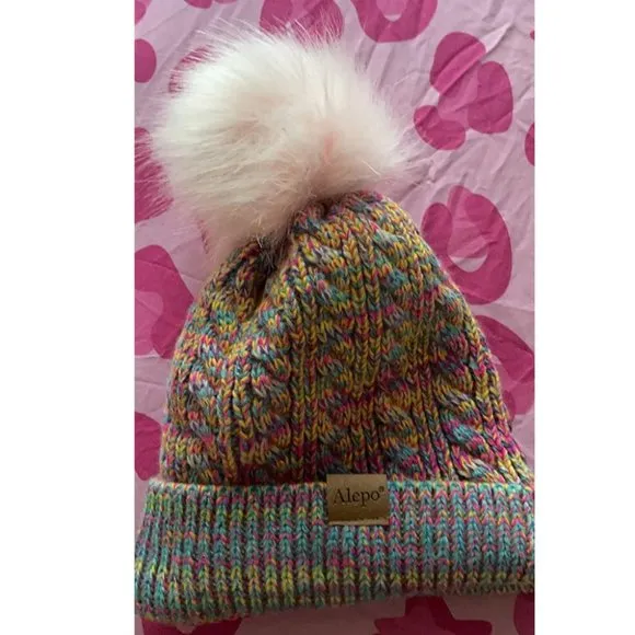 Kids Winter Beanie Children's Warm Fleece Lined Knit Thick Ski Cap with Pom
