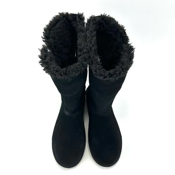 KOOLABURRA By UGG BLACK SUEDE WOOL LINING COLD WEATHER FOLDABLE TALL/SHORT BOOTS