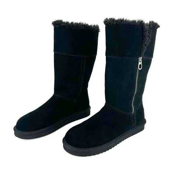 KOOLABURRA By UGG BLACK SUEDE WOOL LINING COLD WEATHER FOLDABLE TALL/SHORT BOOTS